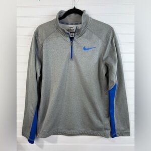 Nike men’s Thermal-Fit gray & blue 1/4 zip pullover sweatshirt. Size small.